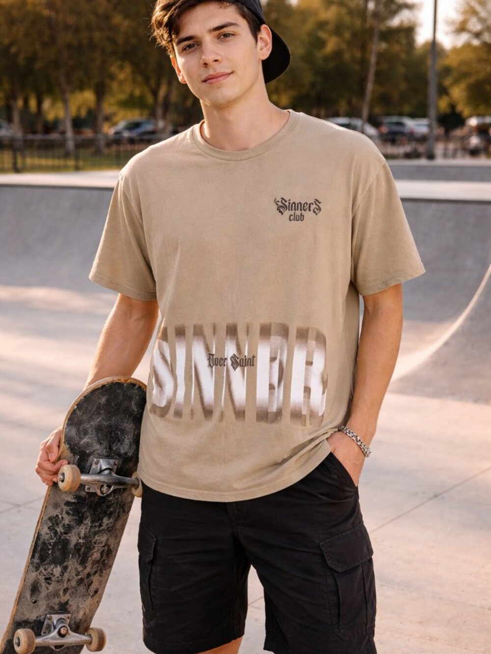 NWT “Sinner Over Saint” Graphic Box T-Shirt LG